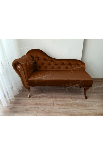 aldagelsin Dekoratif Bihter Koltuk Josefin Puf 110 cm Ceviz Ayak Kahve 110 x 50 ürün görseli 1