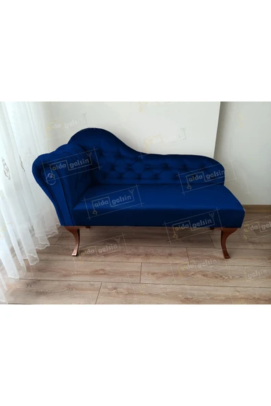 aldagelsin Dekoratif Bihter Koltuk Josefin Puf 110 cm Ceviz Ayak Lacivert 110 x 50 ürün görseli 1