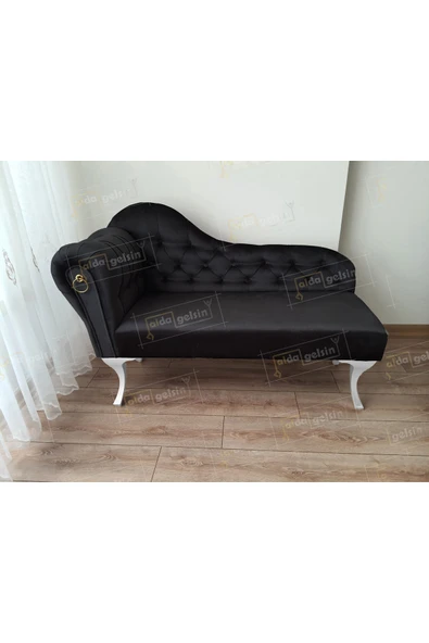 aldagelsin Dekoratif Bihter Koltuk Josefin Puf 130 cm Beyaz Ayak Siyah 45 x 130 ürün görseli 1