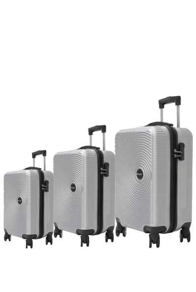 Escape vlz 072-Set Abs 8 Tekerlekli Büyük, Orta, Kabin Boy Valiz, Bavul Seti, Açık Gri ürün görseli 1