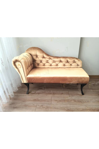 aldagelsin Dekoratif Bihter Koltuk Josefin  Puf 130 cm  Siyah Ayak Vizon 50 x 130 ürün görseli 1