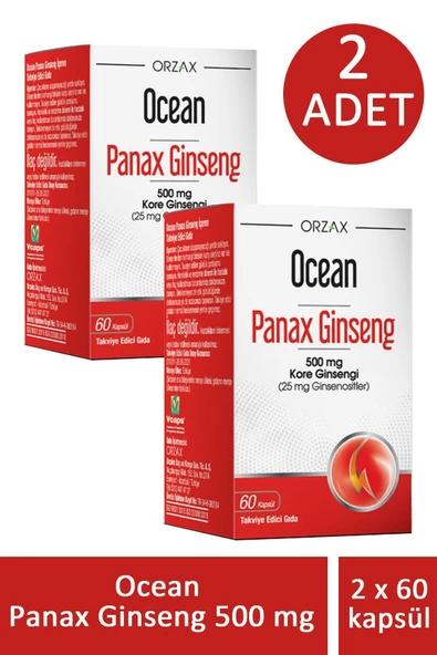 ORZAX Ocean Panax Ginseng 500 mg 60 Kapsül 2 ADET ürün görseli 1