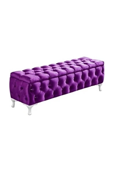 aldagelsin Lüks Sandıklı Chester Puf Bench Ayakucu Koltuk 120 Cm Mor ürün görseli 1