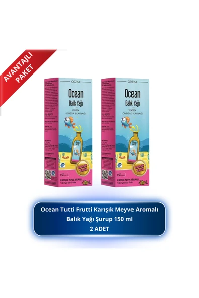 ORZAX Ocean Tutti Frutti Karışık Meyve Aromalı Balık Yağı Şurup 150 ml 2 ADET ürün görseli 1