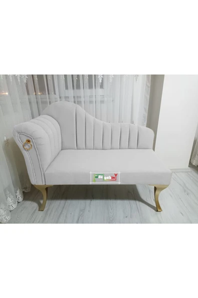 aldagelsin Yeni Model Ultra Lüks Alda Çizgili Josefin Bench Puf Beyaz Yuvarlak ürün görseli 1