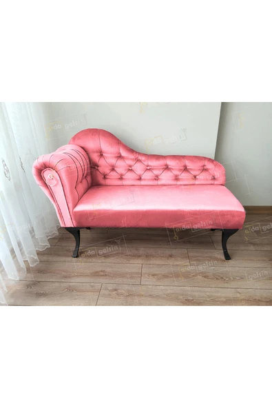 aldagelsin Dekoratif Bihter Koltuk Josefin  Puf 120 cm Siyah Ayak Pembe 120 x 50 ürün görseli 1