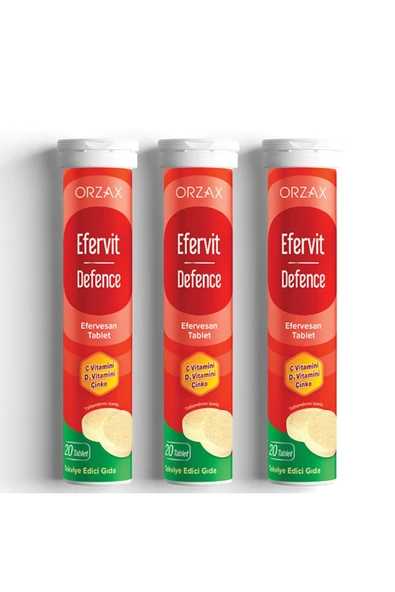ORZAX Efervit Defence C Vitamini D3 Vitamini Ve Çinko 3 X 20 Efervesan Tablet ürün görseli 1