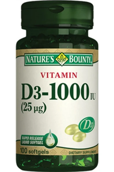 NATURE'S BOUNTY Vitamin D3 1000 Iu 100 Softjel ürün görseli 1