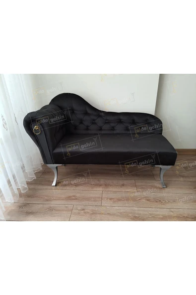 aldagelsin Dekoratif Bihter Koltuk Josefin Puf 120 cm Gümüş Ayak Siyah 120 x 48 ürün görseli 1