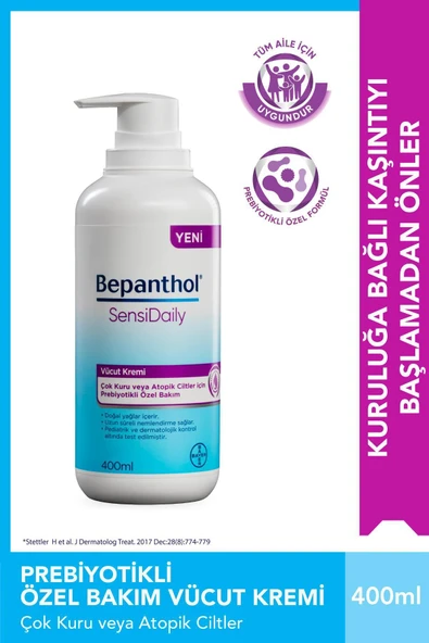 BEPANTHOL SensiDaily Vücut Kremi 400 ml Çok Kuru veya Atopik Ciltler İçin Prebiyotikli Özel Formül ürün görseli 1
