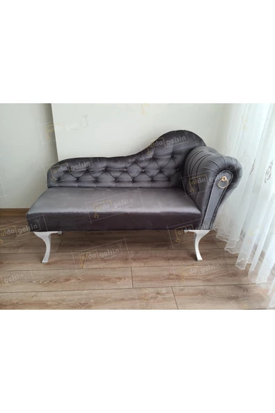 aldagelsin Ters Kol Dekoratif Bihter Koltuk Josefin Puf 120 cm Beyaz Ayak Antrasit 120 x 50 ürün görseli 1
