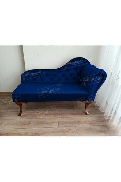aldagelsin Ters Kol Dekoratif Bihter Koltuk Josefin Puf 120 cm Ceviz Ayak Lacivert 120 x 50 ürün görseli 1