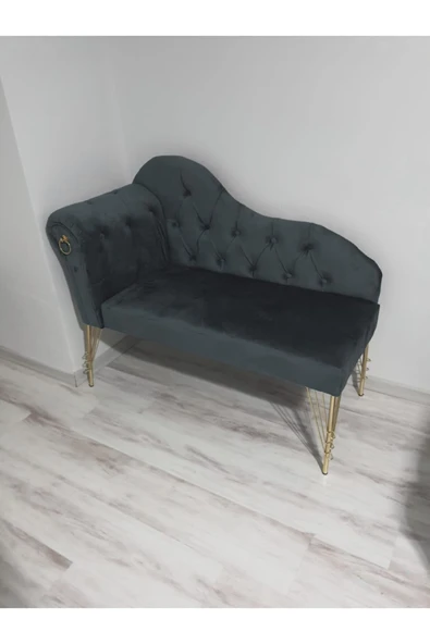 aldagelsin Metalda Josefin Bench Koltuk Berjer Gold Seri 130 cm Antrasit Gri ürün görseli 1