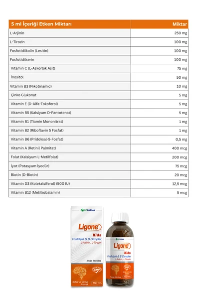LİGONE Kids Fosfolipid Complex Şurup 150 ml - Resim 5