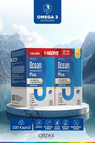 ORZAX Ocean Plus 1200 mg 50+50 Softjel Kapsül - 1 Alana 1 Hediye ürün görseli 1