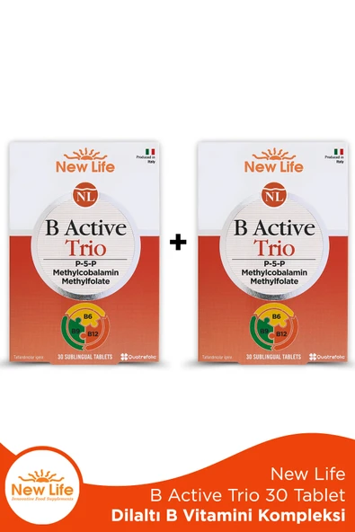 NEW LİFE B Active Trio Dil Altı 30 Tablet X 2 Adet P5P + Metilkobalamin + Metilfolat ürün görseli 1
