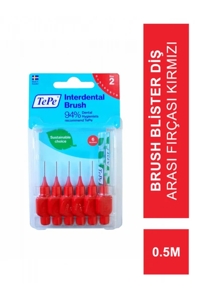 TEPE Blister Arayüz Diş Fırçası Kırmızı 0.5 Mm 6 Lı ürün görseli 1