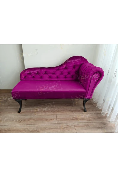 aldagelsin Ters Kol Dekoratif Bihter Koltuk Josefin Puf 120 cm Siyah Ayak Mor 120 x 50 ürün görseli 1