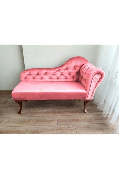 aldagelsin Ters Kol Dekoratif Bihter Koltuk Josefin Puf 130 cm Ceviz Ayak Pembe 50 x 130 ürün görseli 1