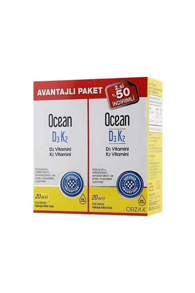 ORZAX Ocean D3k2 Damla 20 Ml X 2 Adet Avantajlı Paket ürün görseli 1