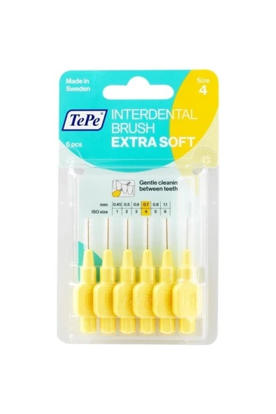 TEPE Arayüz Fırçası Blıster 6 Lı Ekstra Soft Yumuşak Sarı 0,7 Mm ürün görseli 1