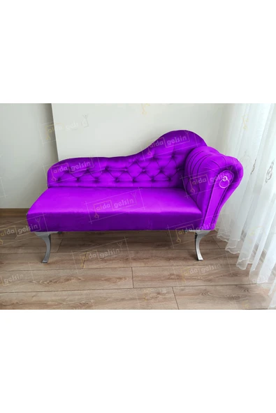 aldagelsin Ters Kol Dekoratif Bihter Koltuk Josefin Puf 120 cm Gümüş Ayak Lila 45 x 120 ürün görseli 1