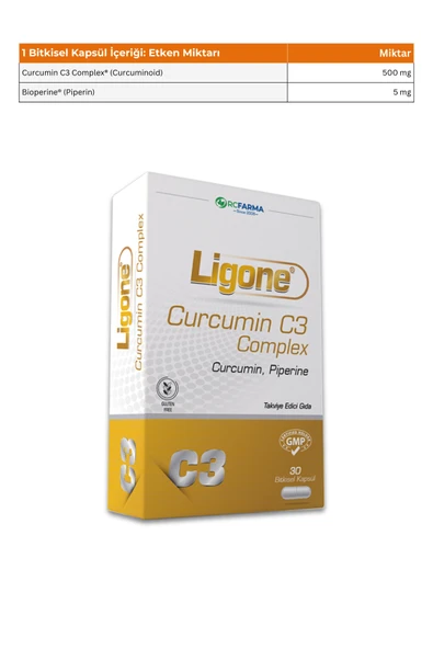 LİGONE Curcumin C3 Complex 30 Kapsül - Resim 5