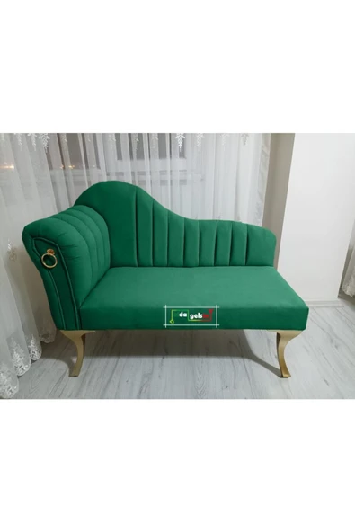 aldagelsin Yeni Model Ultra Lüks Alda Çizgili Josefin Bench Puf Yeşil Yuvarlak ürün görseli 1