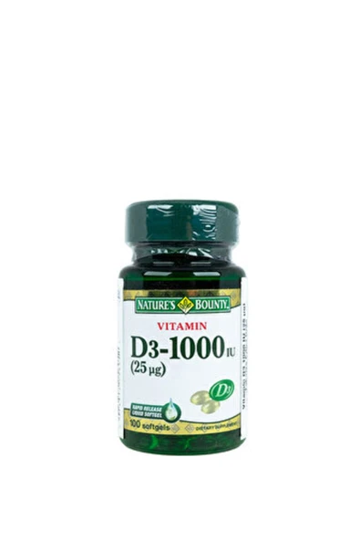 NATURE'S Bounty D3 1000 IU 100 Kapsül Aromasız Vitamin ( 2 ADET ) ürün görseli 1