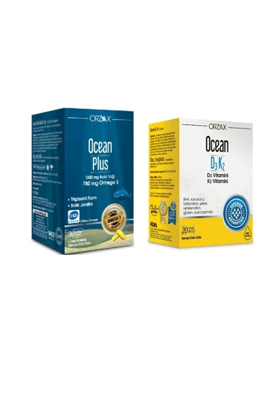 ORZAX Ocean Balık Yağı Ocean Plus Omega 3 1200 mg 30 Kapsül D3 Ve K2 Vitamini Damla 20 ml ürün görseli 1
