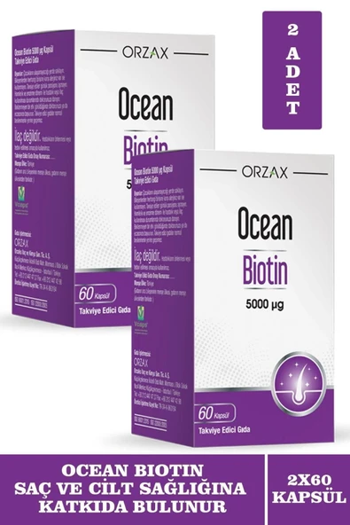 ORZAX Ocean Biotin 5000 mcg 60 Kapsül 2 Adet ürün görseli 1
