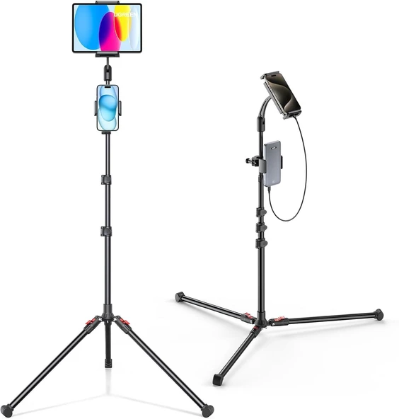 UGREEN 15645 LP585 4.7"-12.9" 72-172cm Profesyonel Yer Tipi Mikrofon ve Telefon Ayarlanabilir Tripod ürün görseli 1