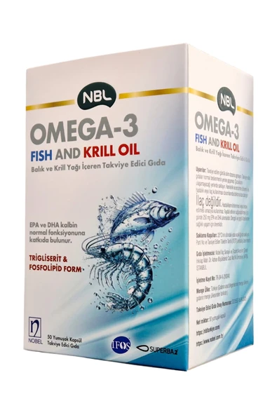 NBL Omega 3 Fish And Krill Oil 50 Kapsül (Balık ve Kril Yağı) ürün görseli 1