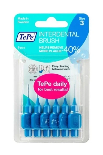 TEPE Arayüz Diş Arası Fırçası 0.6mm Mavi 6'lı ürün görseli 1