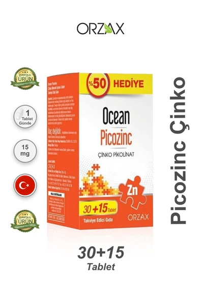 ORZAX Ocean Picozinc Takviye Edici Gıda 30 + 15 Tablet ürün görseli 1
