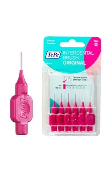 TEPE İNTERDENTAL BRUSH ARAYÜZ FIRÇASI 0.4 MM NO:0 6 LI PEMBE ürün görseli 1