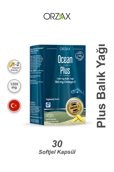 ORZAX Ocean Plus 1200 mg Omega 3 Balık Yağı 30 Kapsül ürün görseli 1
