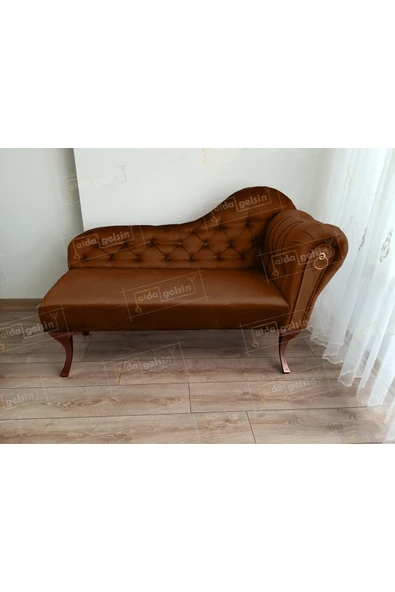 aldagelsin Ters Kol Dekoratif Bihter Koltuk Josefin Puf 110 cm Ceviz Ayak Kahve 110 x 50 ürün görseli 1