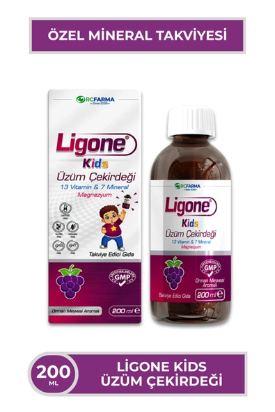 LİGONE Kids Üzüm Çekirdeği 200 ml | Üzüm Çekirdeği Özü İçeren Çocuk Sıvı Multivitamin ürün görseli 1