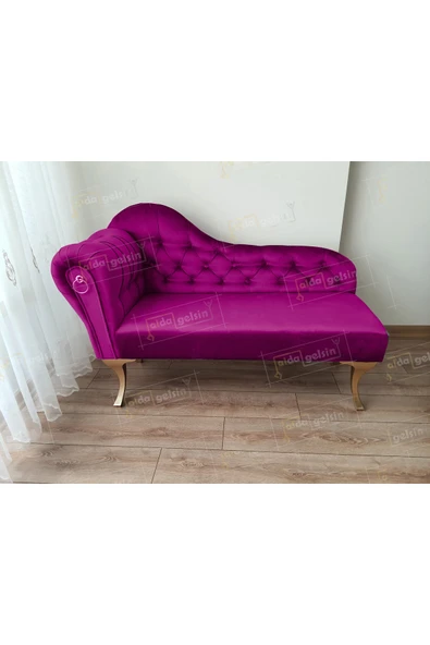 aldagelsin Dekoratif Bihter Koltuk Josefin Puf 130 cm Gold Ayak Mor 43 x 135 ürün görseli 1