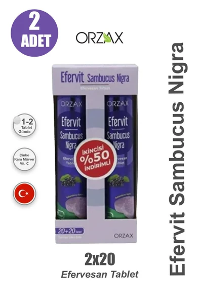 ASFSTORE Efervit Sambucus Nigra 20 Efervesan Tablet 2 Adet - Resim 2