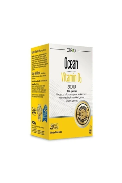 ORZAX Ocean Vitamin D3 600 Iu Oral Sprey 20 Ml ürün görseli 1