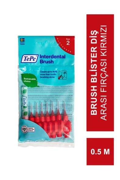 TEPE Interdental Brush Blister Diş Arası Fırçası Kırmızı 0.5 Mm 8'li ürün görseli 1