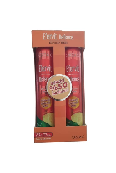 ORZAX Efervit Defence C Vitamini D3 Vitamini Ve Çinko 2 X 20 Efervesan Tablet ürün görseli 1