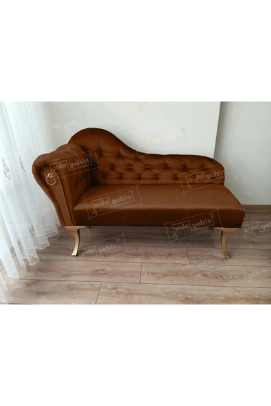 aldagelsin Dekoratif Bihter Koltuk Josefin Puf 110 cm Gold Ayak Kahve 110 x 49 ürün görseli 1