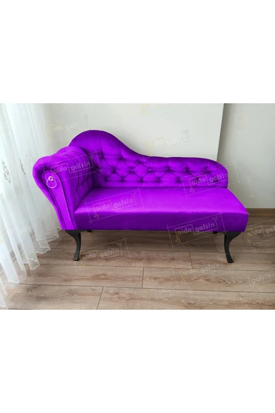aldagelsin Ters Kol Dekoratif Bihter Koltuk Josefin Puf 130 cm Siyah Ayak Lila 50 x 130 ürün görseli 1