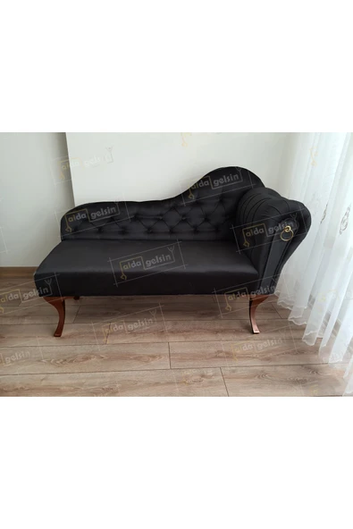 aldagelsin Ters Kol Dekoratif Bihter Koltuk Josefin Puf 110 cm Ceviz Ayak Siyah 110 x 50 ürün görseli 1