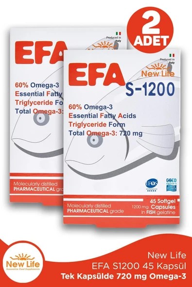 NEW LİFE EFA S-1200 mg 45 Kapsül 2 Adet ürün görseli 1