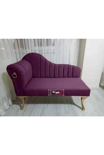 aldagelsin Yeni Model Ultra Lüks Alda Çizgili Josefin Bench Puf Mor Yuvarlak ürün görseli 1
