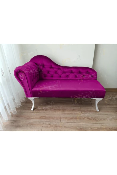 aldagelsin Dekoratif Bihter Koltuk Josefin  Puf 120 cm Beyaz Ayak Mor 120 x 50 ürün görseli 1